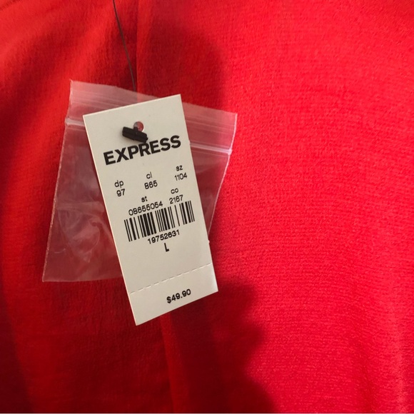 Express Red Long sleeve blouse cross front button cuffs (L) NEW WITH TAGS - Picture 5 of 9